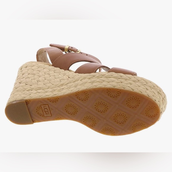 UGG Women's Careena Chestnut Leather Wedge Sandals - Picture 2 of 6